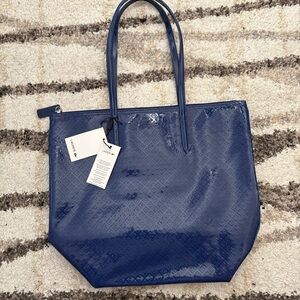 Lacoste Blue Glossy Tote Bag